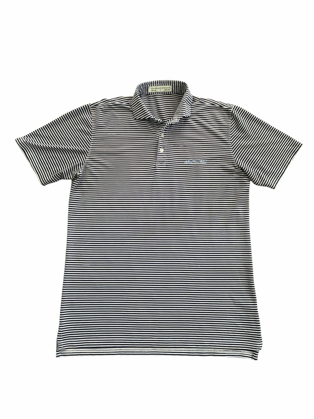Holderness Bourne Polo Shirt Mens Size Medium Striped Blue White
